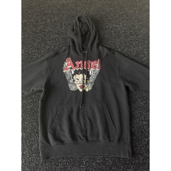 Betty Boop Lightweight Angel Pullover Hoodie Women Large Black - Picture 1 of 10